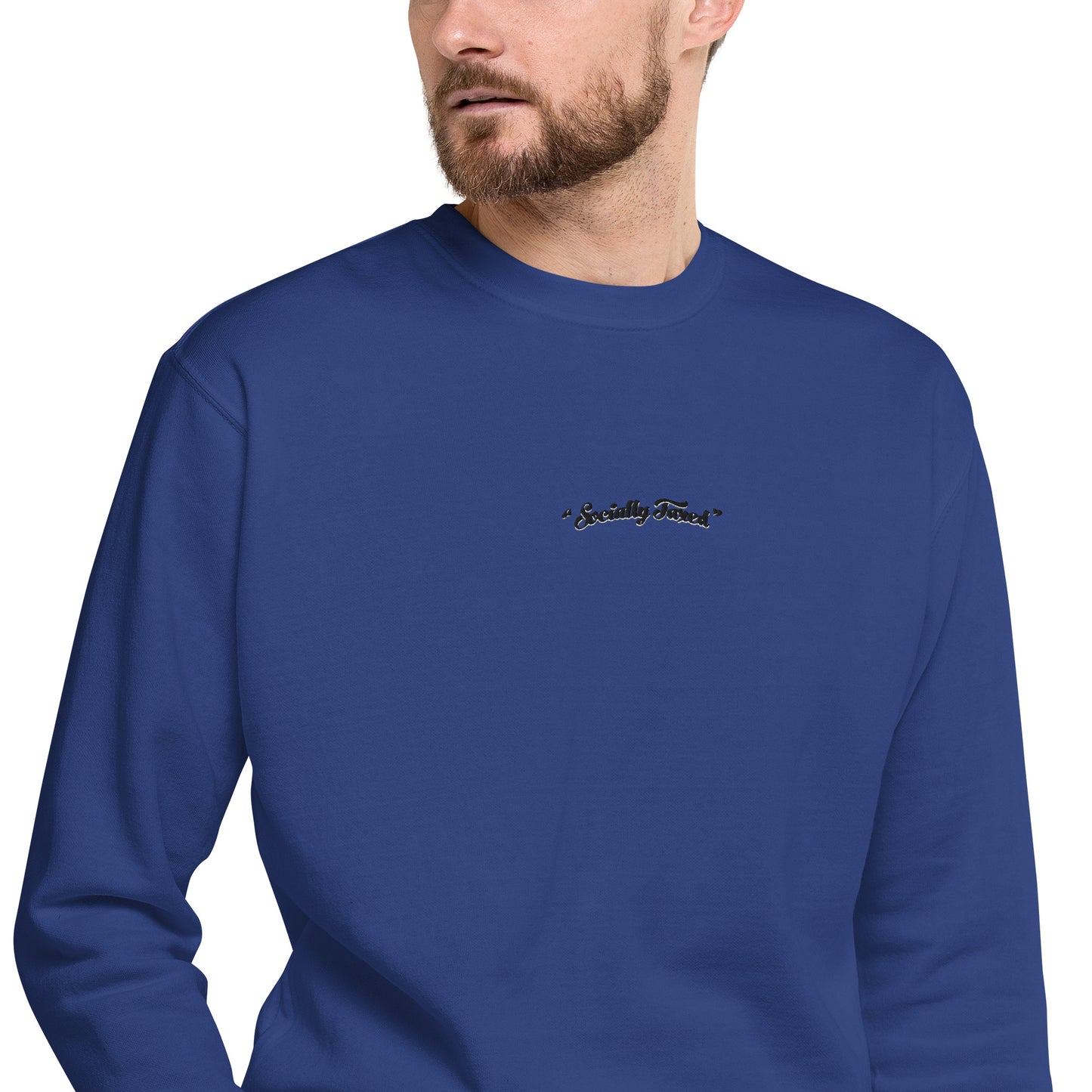 Black and White "Socially Taxed" Gentle Beast Face Unisex Premium Sweatshirt