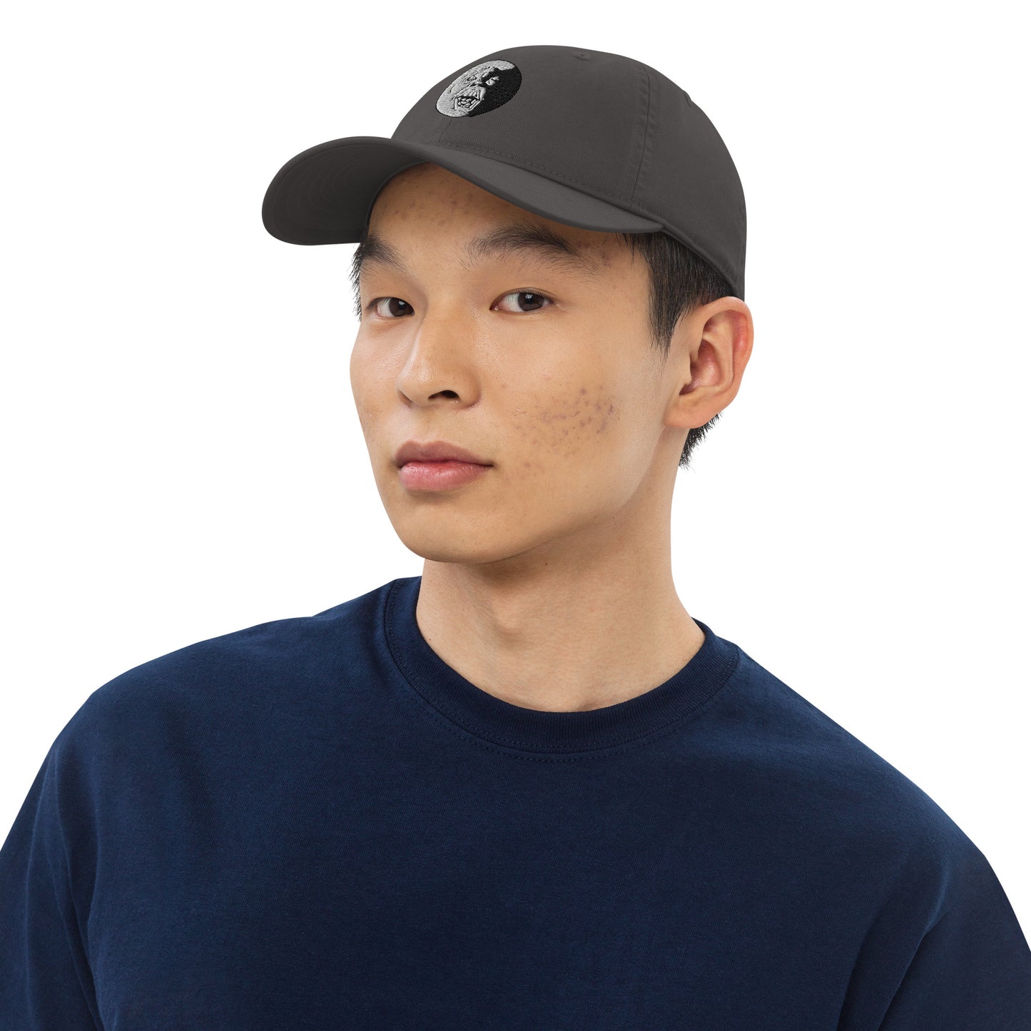 Black and White "Socially Taxed" Gentle Beast Face Organic dad hat