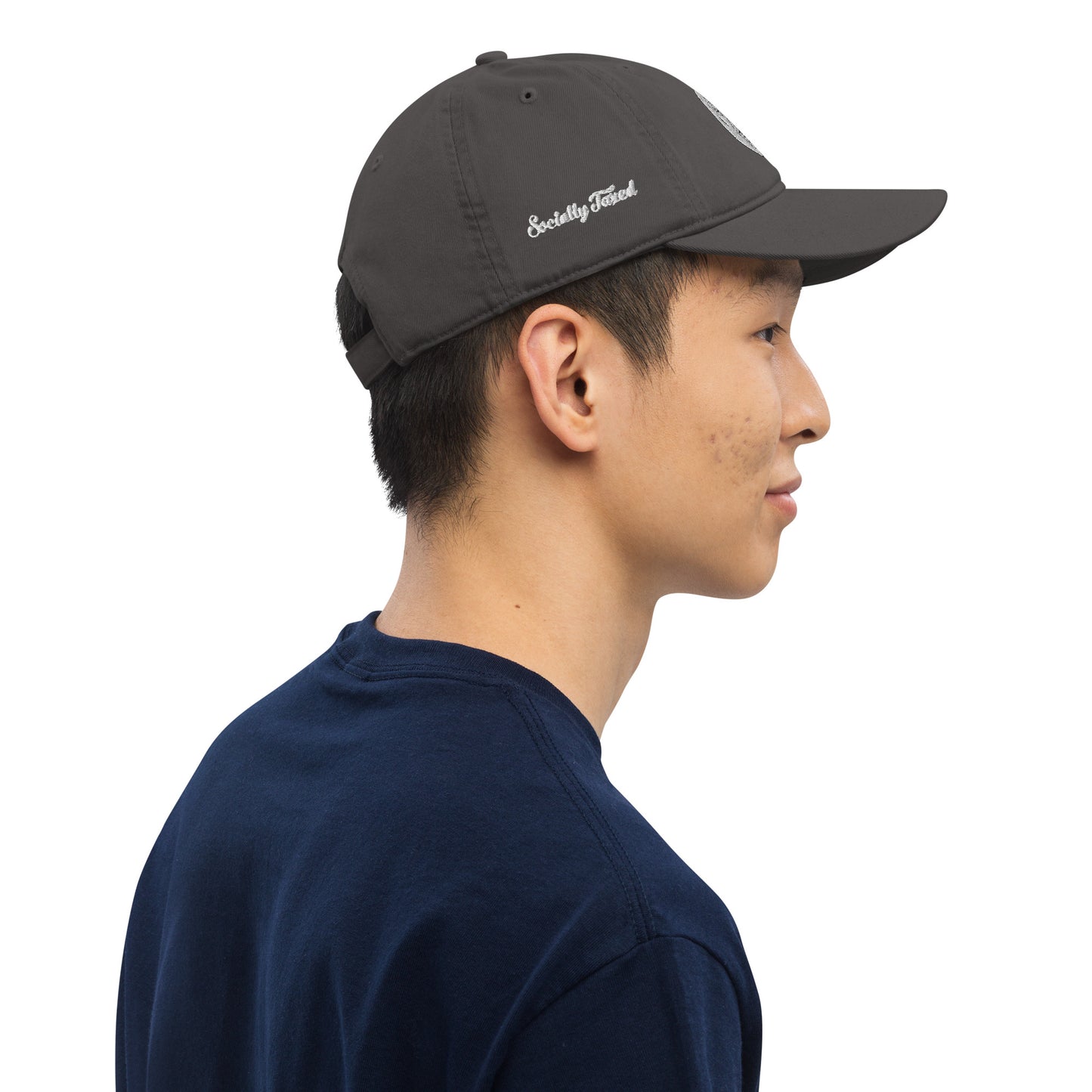 Black and White "Socially Taxed" Gentle Beast Face Organic dad hat
