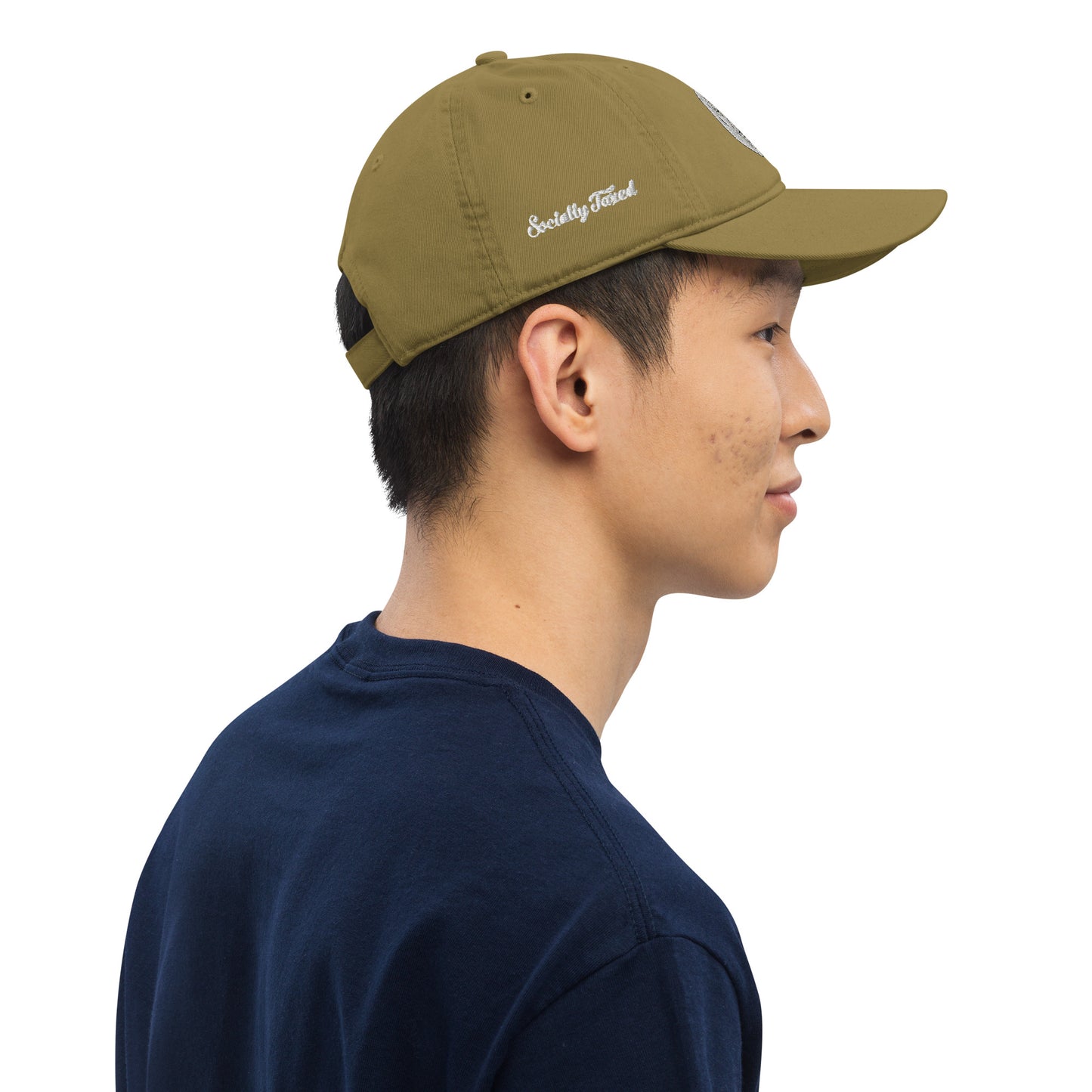Black and White "Socially Taxed" Gentle Beast Face Organic dad hat