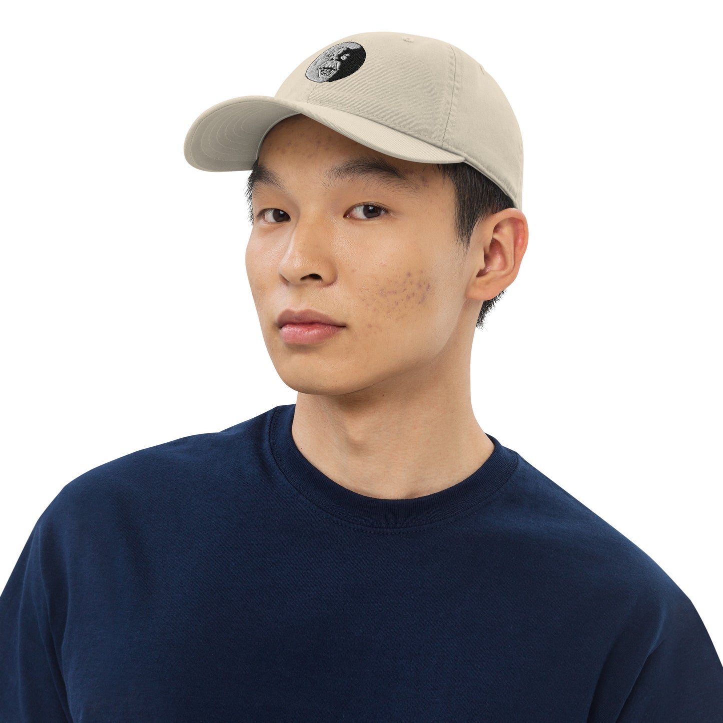Black and White "Socially Taxed" Gentle Beast Face Organic dad hat