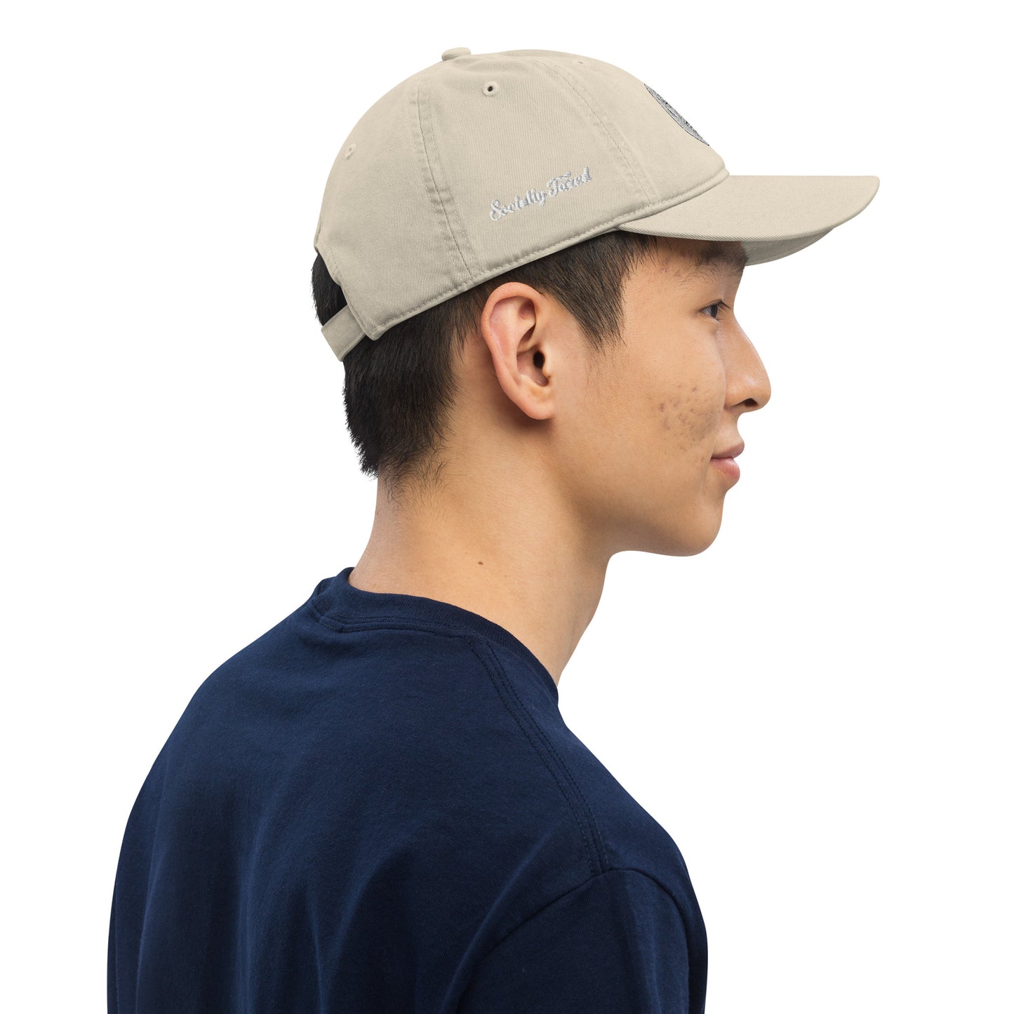Black and White "Socially Taxed" Gentle Beast Face Organic dad hat