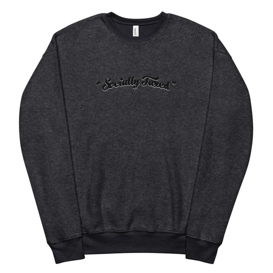 Arched Black on White "Socially Taxed" Unisex sueded fleece sweatshirt